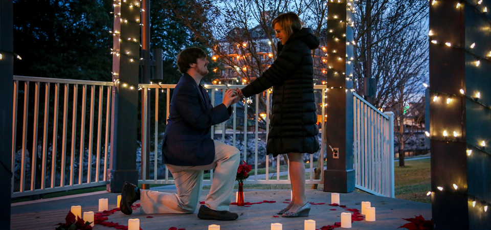 Jonathan Proposes to Abby | Decorated Gazebo | Patriot Park | Pigeon Forge, TN Secret Photographer