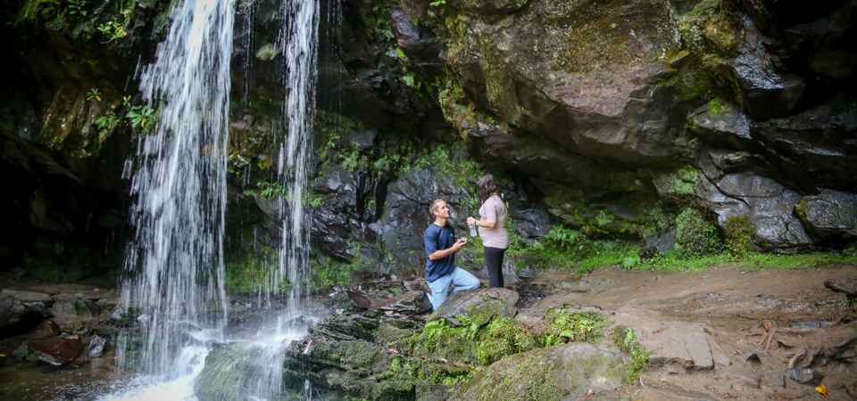 Brandon proposes to Brittani | Grotto Falls | Gatlinburg TN Photographer