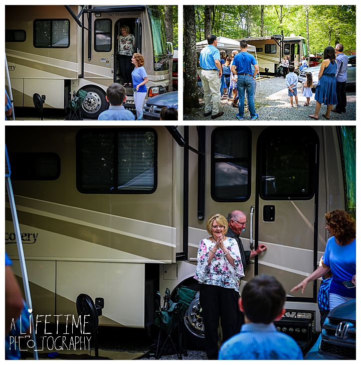Surprise 50th Anniversary Party at Imagination Mountain Campground in Gatlinburg Tennessee. They hired a photographer to come out and take family photos 