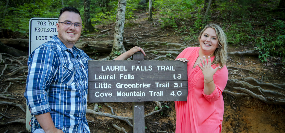 Nick proposes to Sierra | Laurel Falls Waterfall | Gatlinburg, TN Photographer